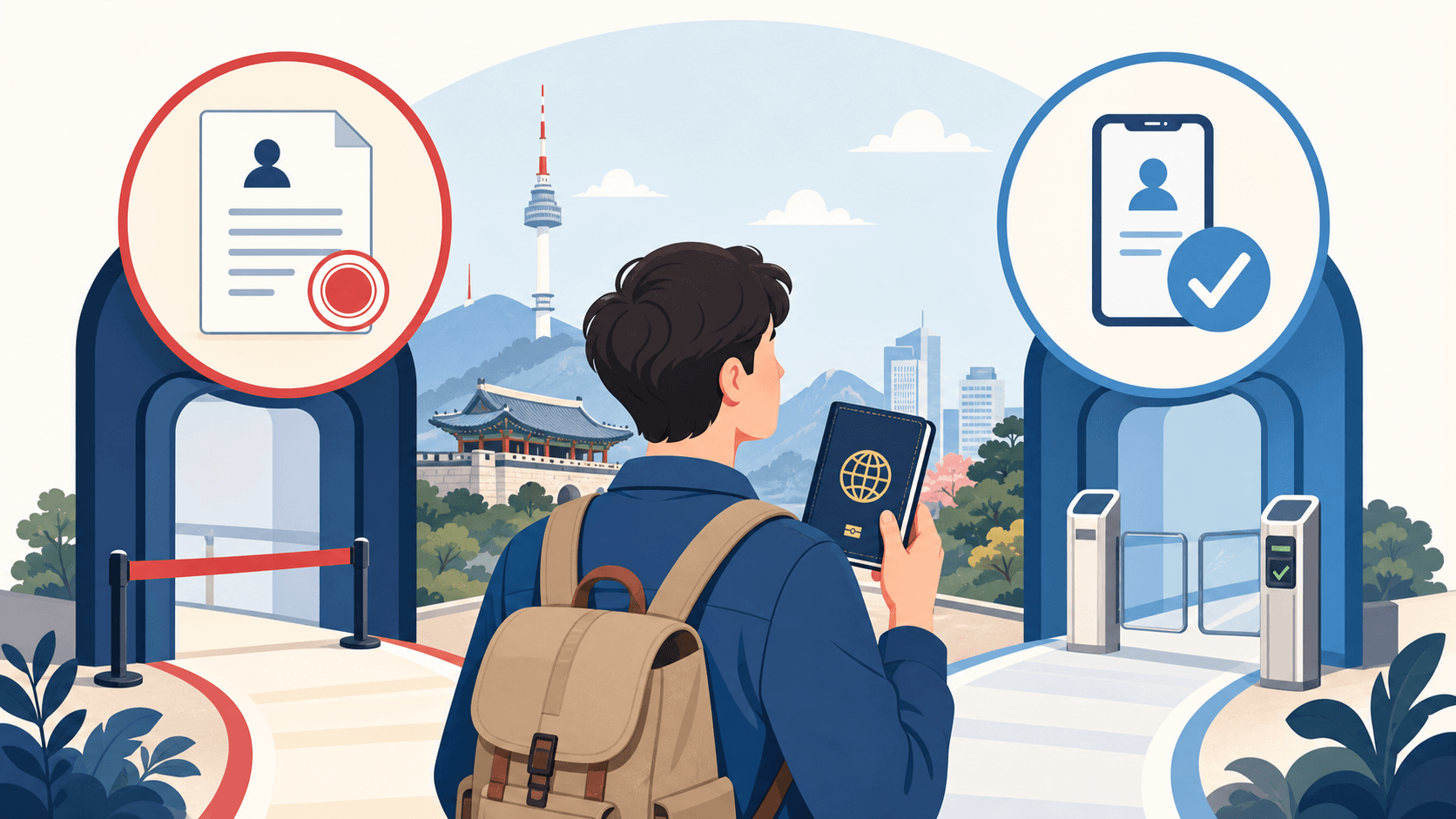 Traveler comparing Korea visa and K-ETA requirements