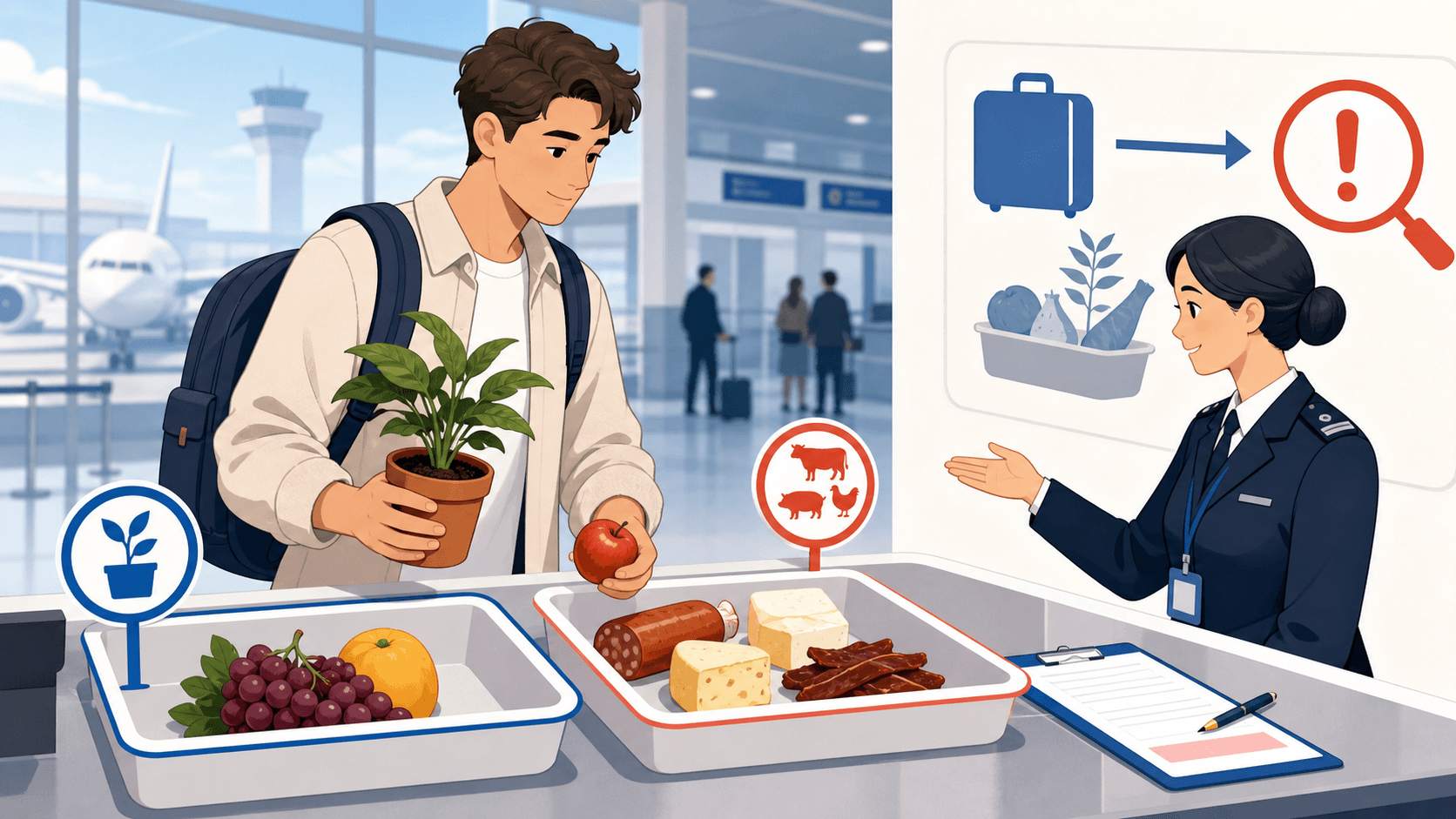 Traveler declaring plants, fruit and animal-based foods at Korean quarantine